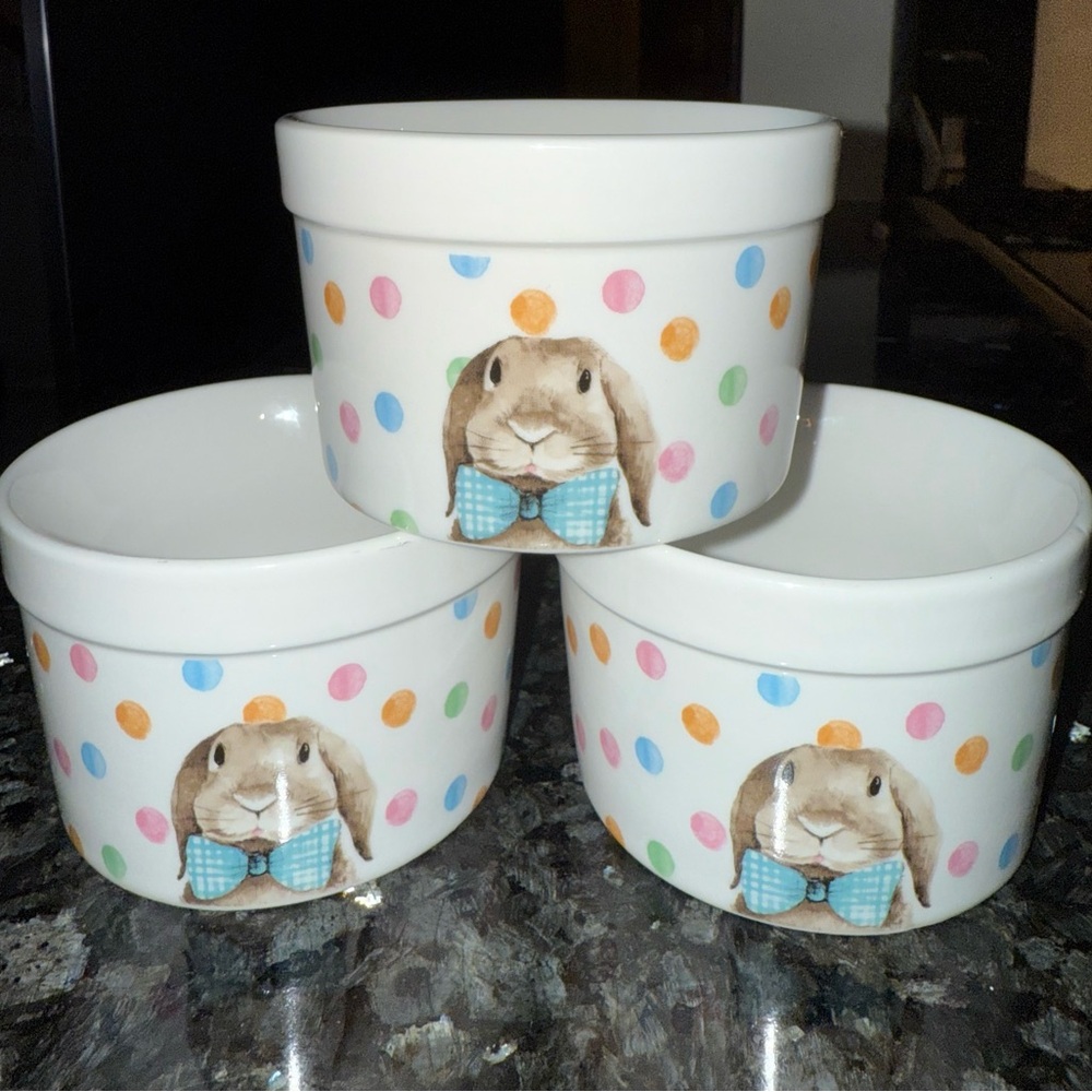 6 Cute Bunny Polka Dot Bowls